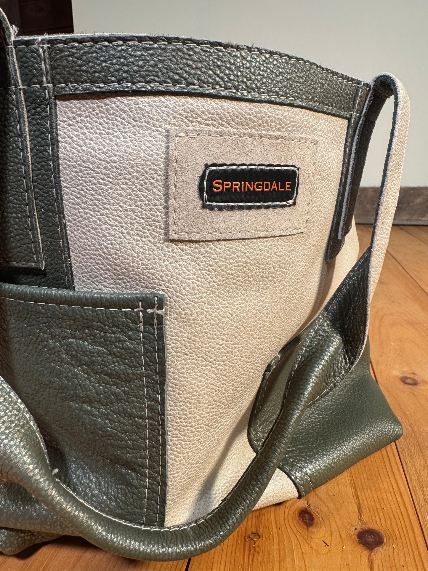 Fallston Bag - Cream & Olive Leather