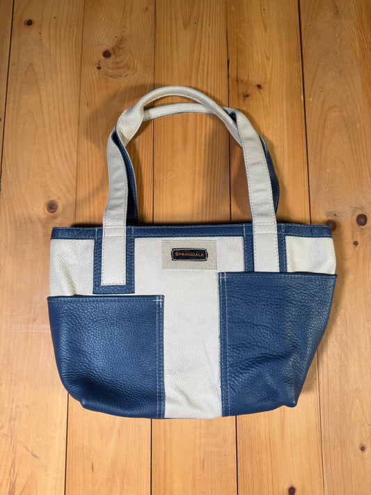 Fallston Bag - Cream & Cobalt Blue Leather
